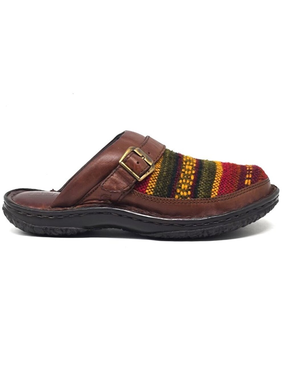 FINAL PRICE Born Multicolored Woven Fabric Printed Leather Slip-on Clogs Women 7 - Picture 10 of 12